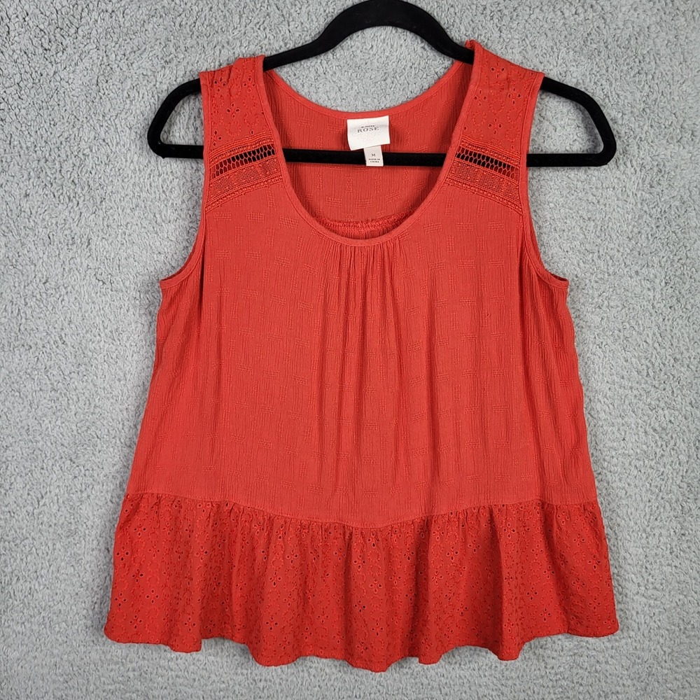 KNOX ROSE Women's Red peplum Round Neck Casual Top Size M
